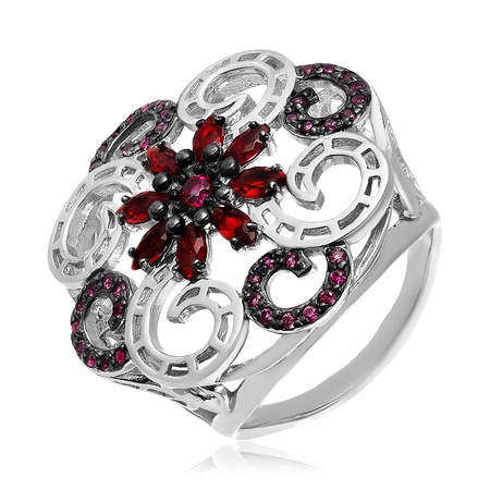 Кольца серебряные позолоченные красные перламутром swarovski цирконием ювелирный кристалл