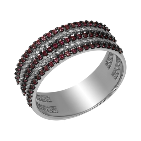 Кольца серебряные позолоченные красные кварцем кубический цирконий