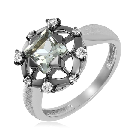 Серебряное кольцо с нефритами 9001130  Астрахань