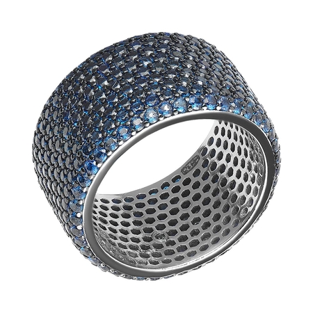 Серебряное незамкнутое кольцо с фианитами  Минск